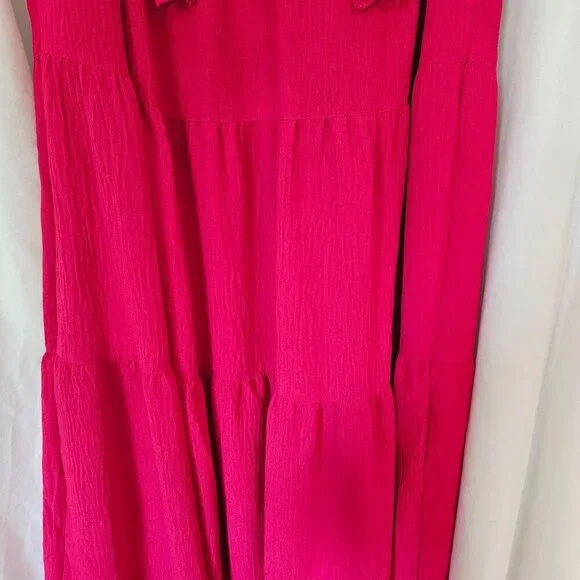 Max Studio Women's Red Dress Sleeveless Tiered Casual Summer Tassels Boho Small - Picture 2 of 11